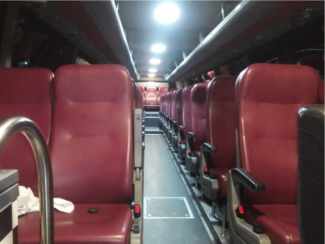 red bus interior